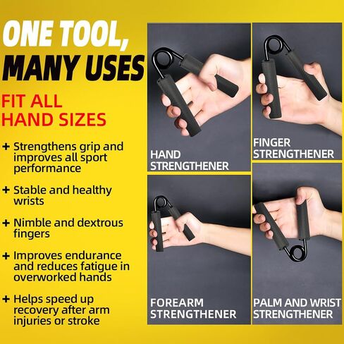 Grip Strength Trainer 4 Pack (100,150,200,250lbs), Metal Hand Grip Strengthener, No Slip Heavy-Duty Forearm Strengthener Hand Gripper for Strength Training and Hand Rehabilitation in Saudi Arabia