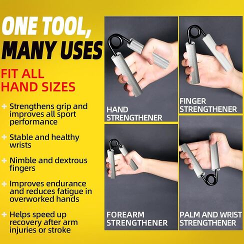 Grip Strength Trainer 4 Pack (100,150,200,250lbs), Metal Hand Grip Strengthener, No Slip Heavy-Duty Forearm Strengthener Hand Gripper for Strength Training and Hand Rehabilitation in Saudi Arabia
