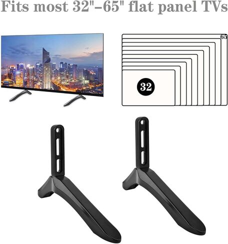 حامل تلفزيون عالمي، حامل تلفزيون على سطح الطاولة، استبدال أرجل التلفزيون لشاشات تلفزيون مسطحة LED TCL مقاس 32 إلى 65 بوصة، أرجل حامل تلفزيون مع براغي، يتحمل ما يصل إلى 80 رطلًا in Kuwait