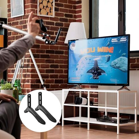 حامل تلفزيون عالمي، حامل تلفزيون على سطح الطاولة، استبدال أرجل التلفزيون لشاشات تلفزيون مسطحة LED TCL مقاس 32 إلى 65 بوصة، أرجل حامل تلفزيون مع براغي، يتحمل ما يصل إلى 80 رطلًا in Kuwait