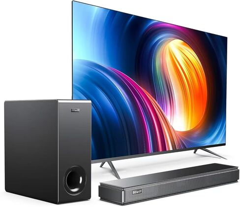 أشرطة صوت بقوة 100 وات للتلفزيون مع مضخم صوت كبير مقاس 5.25 بوصة، شريط صوت محيطي منزلي للتلفزيون الذكي مع اتصال ARC/AUX/USB/بصري in Kuwait