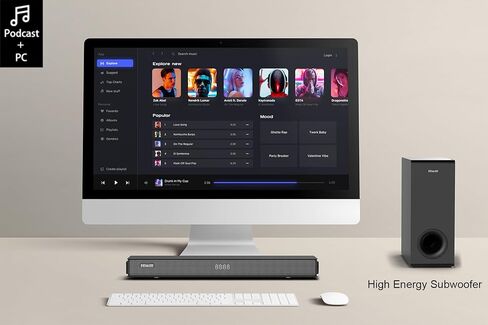 أشرطة صوت بقوة 100 وات للتلفزيون مع مضخم صوت كبير مقاس 5.25 بوصة، شريط صوت محيطي منزلي للتلفزيون الذكي مع اتصال ARC/AUX/USB/بصري in Kuwait