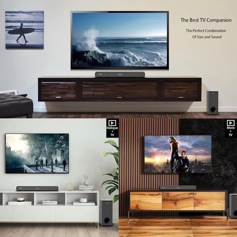 أشرطة صوت بقوة 100 وات للتلفزيون مع مضخم صوت كبير مقاس 5.25 بوصة، شريط صوت محيطي منزلي للتلفزيون الذكي مع اتصال ARC/AUX/USB/بصري in Kuwait