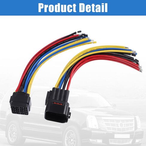 X AUTOHAUX 1 Set 15cm Car Male Female 16 Pin Plug Connector Pigtail Cable 16 Way Wiring Harness in Saudi Arabia