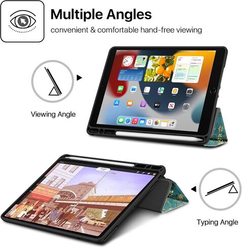 حافظة TNP للكمبيوتر المحمول لجهاز iPad مقاس 10.2 بوصة الجيل التاسع والثامن والسابع، أسود | حامل قلم رصاص مدمج لقلم Apple من الجيل الأول؛ حافظة على شكل مجلة، وحامل ثلاثي الطي، وخاصية النوم/الاستيقاظ التلقائي، وغطاء رفيع من مادة TPU in Kuwait