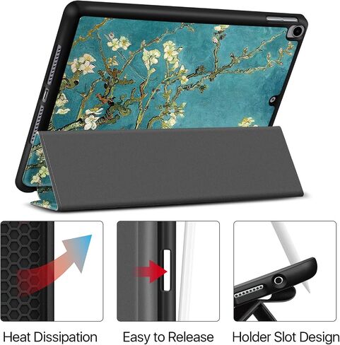 حافظة TNP للكمبيوتر المحمول لجهاز iPad مقاس 10.2 بوصة الجيل التاسع والثامن والسابع، أسود | حامل قلم رصاص مدمج لقلم Apple من الجيل الأول؛ حافظة على شكل مجلة، وحامل ثلاثي الطي، وخاصية النوم/الاستيقاظ التلقائي، وغطاء رفيع من مادة TPU in Kuwait