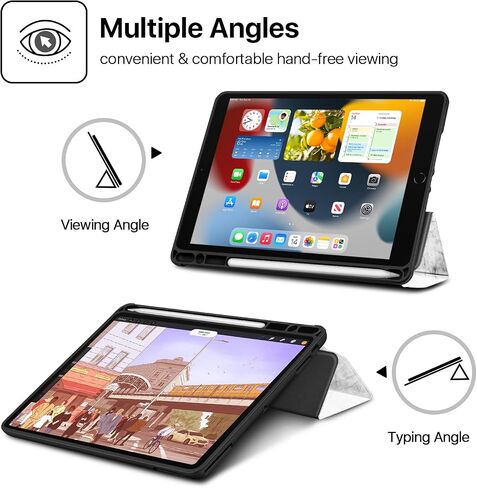 حافظة TNP لجهاز iPad 9th Gen 2021/iPad 8th 2020/iPad 7th 2019 غطاء حماية مع حامل قلم رصاص - 10.2 بوصة نحيف ناعم من مادة TPU مع حامل ثلاثي الطي من جلد البولي يوريثان، إيقاظ تلقائي للنوم - فلامنغو in Saudi Arabia
