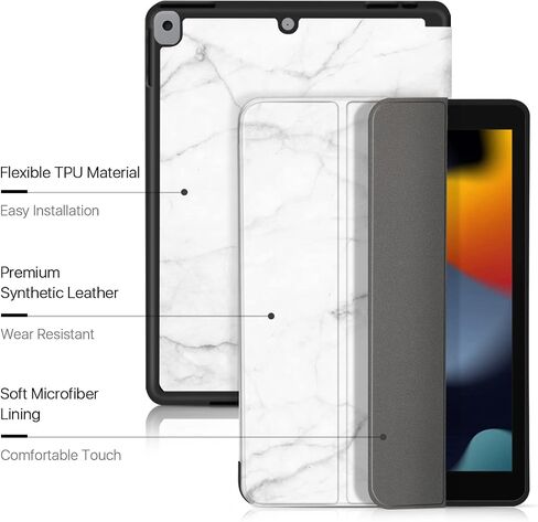 حافظة TNP لجهاز iPad 9th Gen 2021/iPad 8th 2020/iPad 7th 2019 غطاء حماية مع حامل قلم رصاص - 10.2 بوصة نحيف ناعم من مادة TPU مع حامل ثلاثي الطي من جلد البولي يوريثان، إيقاظ تلقائي للنوم - فلامنغو in Saudi Arabia