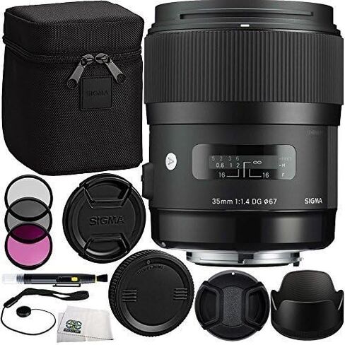 تتضمن الحزمة عدسة Sigma 35mm f/1.4 DG HSM Art (لكاميرات Canon DSLR) ملحقات الشركة المصنعة + طقم مرشح 3 قطع + غطاء عدسة + قلم عدسة + حافظة غطاء + قطعة قماش للتنظيف من الألياف الدقيقة in Saudi Arabia