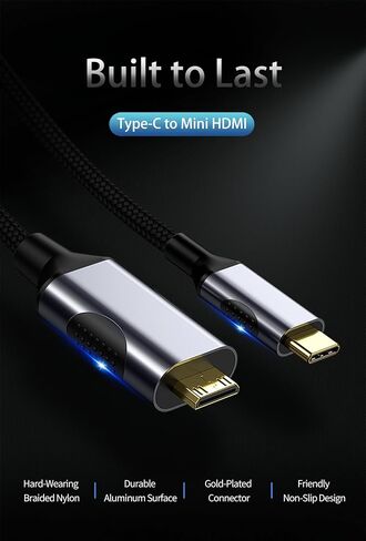 كابل USB-C إلى Mini HDMI لشاشة KYY وARZOPA وMNN المحمولة (6FT، 4K@60 هرتز) كمبيوتر محمول من النوع C إلى MiniHDMI سلك عرض خارجي لـ Thunderbolt 3 MacBook Pro وiPad Air وiPhone 15 Pro وROG Ally وXPS in Kuwait