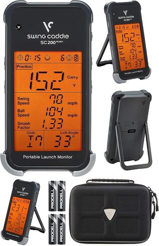 Swing Caddie SC200 Plus+ by Voice Caddie Portable Golf Launch Monitor | Bundle with PlayBetter Protective Case & AAA Batteries (x4) | Doppler Radar | Smash Factor, Ball Flight in Saudi Arabia