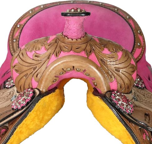 Classic Quality Premium Leather Comfort Western Barrel Racing Trail Equestrian Horse Saddle TACK, Headstall, Breast Collar & REINS Size 15-17 in Saudi Arabia