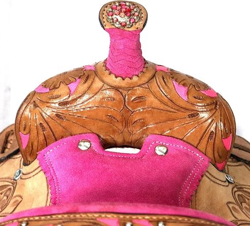 Classic Quality Premium Leather Comfort Western Barrel Racing Trail Equestrian Horse Saddle TACK, Headstall, Breast Collar & REINS Size 15-17 in Saudi Arabia