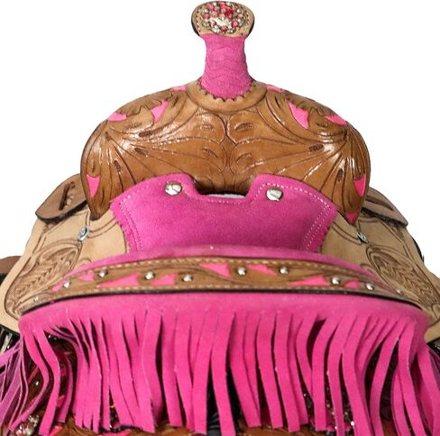 Classic Quality Premium Leather Comfort Western Barrel Racing Trail Equestrian Horse Saddle TACK, Headstall, Breast Collar & REINS Size 15-17 in Saudi Arabia
