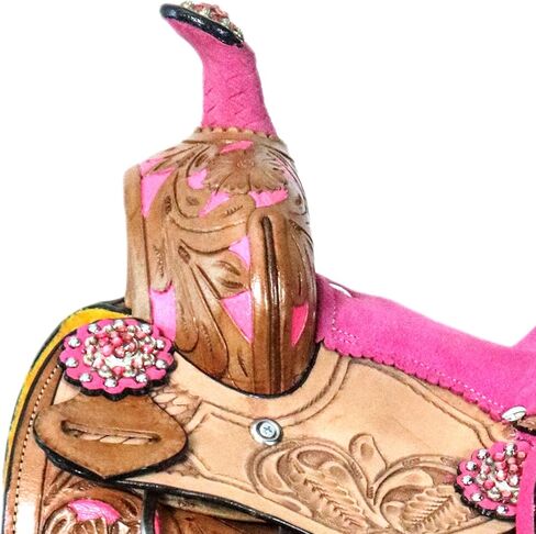 Classic Quality Premium Leather Comfort Western Barrel Racing Trail Equestrian Horse Saddle TACK, Headstall, Breast Collar & REINS Size 15-17 in Saudi Arabia