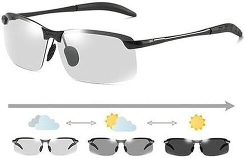 Black Polarized Photochromic Sunglasses UV400 Sports Sunglasses Day and Night Driving Glasses Ultra-Light Sun Glasses Eyewear Men and Women Cycling Glasses and Goggles in Saudi Arabia