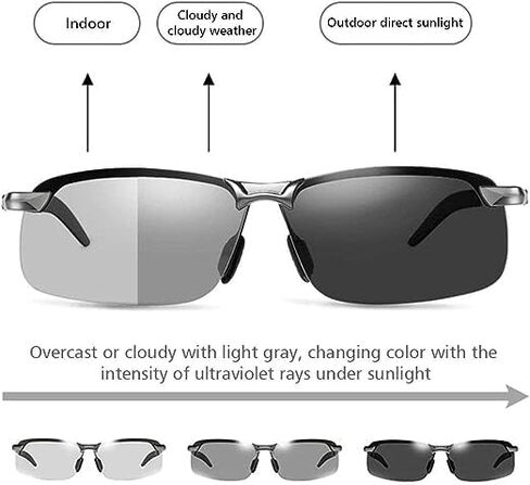 Black Polarized Photochromic Sunglasses UV400 Sports Sunglasses Day and Night Driving Glasses Ultra-Light Sun Glasses Eyewear Men and Women Cycling Glasses and Goggles in Saudi Arabia