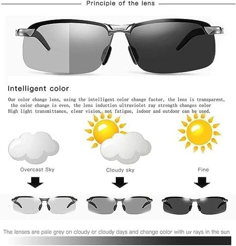 Black Polarized Photochromic Sunglasses UV400 Sports Sunglasses Day and Night Driving Glasses Ultra-Light Sun Glasses Eyewear Men and Women Cycling Glasses and Goggles in Saudi Arabia