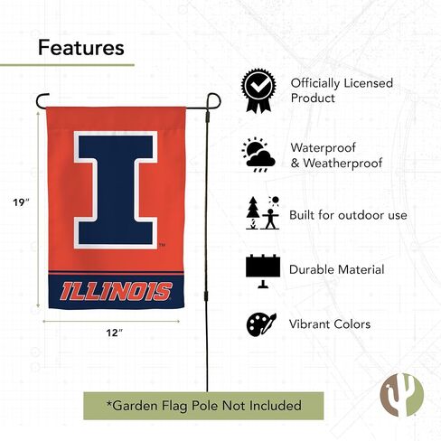 لافتة علم حديقة جامعة إلينوي Fighting Illini U of I 100% بوليستر (تصميم A) in Kuwait