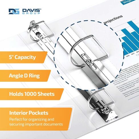 حافظة برو شديدة التحمل بلمسة واحدة، 5 بوصة، حلقة قفل على شكل حرف D، أبيض، 4 عبوات (90070-04) in Kuwait