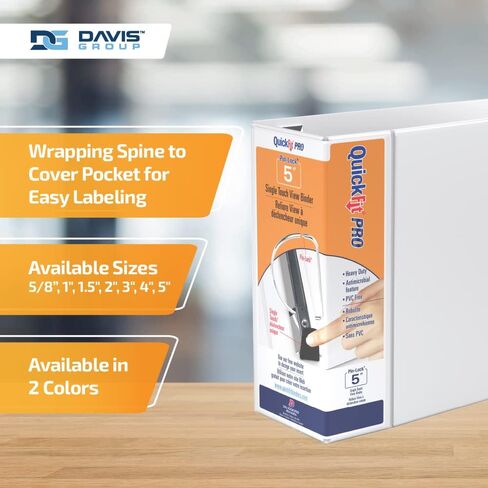 حافظة برو شديدة التحمل بلمسة واحدة، 5 بوصة، حلقة قفل على شكل حرف D، أبيض، 4 عبوات (90070-04) in Kuwait