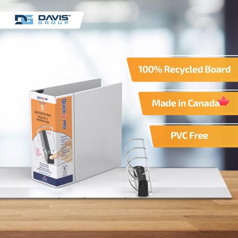 حافظة برو شديدة التحمل بلمسة واحدة، 5 بوصة، حلقة قفل على شكل حرف D، أبيض، 4 عبوات (90070-04) in Kuwait