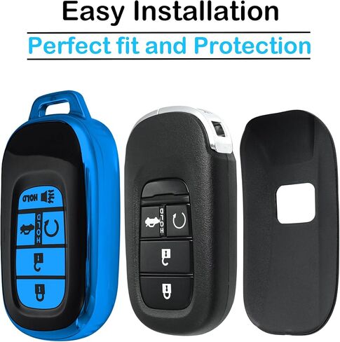 for Honda key fob cover,case with keychain,Soft TPU Protection key Shell/skin,5 Buttons fit 2022 2023 Accord Civic HR-V CR-V Pilot Remote Key(black) in Kuwait