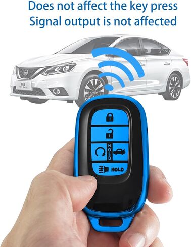 for Honda key fob cover,case with keychain,Soft TPU Protection key Shell/skin,5 Buttons fit 2022 2023 Accord Civic HR-V CR-V Pilot Remote Key(black) in Kuwait