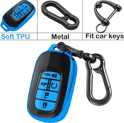 for Honda key fob cover,case with keychain,Soft TPU Protection key Shell/skin,5 Buttons fit 2022 2023 Accord Civic HR-V CR-V Pilot Remote Key(black) in Kuwait