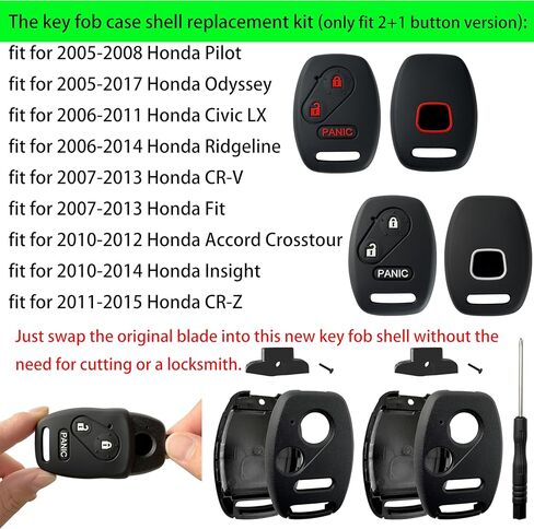 Key Fob for Honda Accord Pilot Civic - Remote Replacement Key Shell Cover Kit for Insight Ridgeline Crosstour LX CRV CRZ Fit Odyssey (Pack of 4) in Kuwait
