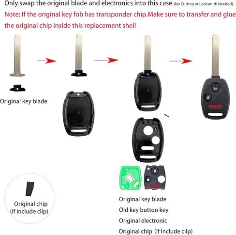 Key Fob for Honda Accord Pilot Civic - Remote Replacement Key Shell Cover Kit for Insight Ridgeline Crosstour LX CRV CRZ Fit Odyssey (Pack of 4) in Kuwait