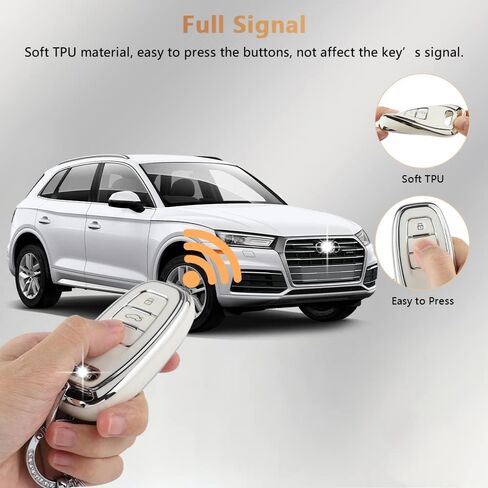 PIFOOG White Key Fob Cover for Jeep Grand Cherokee Compass Renegade Accessories TPU Soft Car Keys Case Shell Protector Bling Keychain 5 Buttons Girly Women Cute in Kuwait