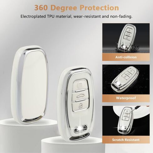 PIFOOG White Key Fob Cover for Jeep Grand Cherokee Compass Renegade Accessories TPU Soft Car Keys Case Shell Protector Bling Keychain 5 Buttons Girly Women Cute in Kuwait