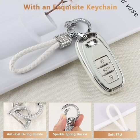 PIFOOG White Key Fob Cover for Jeep Grand Cherokee Compass Renegade Accessories TPU Soft Car Keys Case Shell Protector Bling Keychain 5 Buttons Girly Women Cute in Kuwait