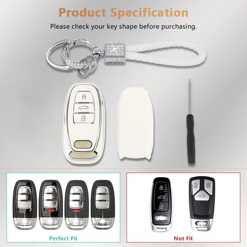 PIFOOG White Key Fob Cover for Jeep Grand Cherokee Compass Renegade Accessories TPU Soft Car Keys Case Shell Protector Bling Keychain 5 Buttons Girly Women Cute in Kuwait