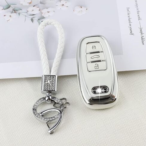 PIFOOG White Key Fob Cover for Jeep Grand Cherokee Compass Renegade Accessories TPU Soft Car Keys Case Shell Protector Bling Keychain 5 Buttons Girly Women Cute in Kuwait