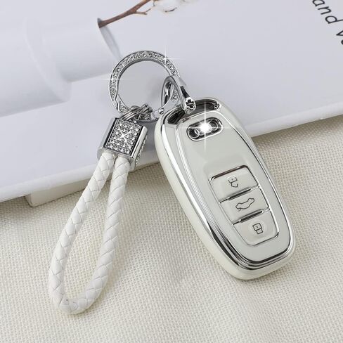 PIFOOG White Key Fob Cover for Jeep Grand Cherokee Compass Renegade Accessories TPU Soft Car Keys Case Shell Protector Bling Keychain 5 Buttons Girly Women Cute in Kuwait
