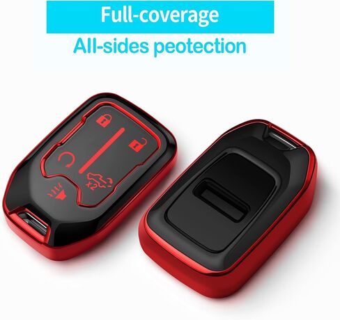 Tukellen for Chevy Key Fob Cover Soft TPU Full Protection Key Shell Key Case Compatible with 2017-2021 Chevrolet Silverado Suburban Tahoe GMC Acadia Sierra Terrain Yukon (Red, 5 Button) in Saudi Arabia