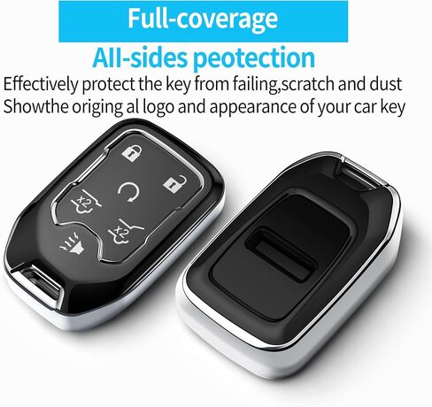 Tukellen for Chevy Key Fob Cover Soft TPU Full Protection Key Shell Key Case Compatible with 2017-2021 Chevrolet Silverado Suburban Tahoe GMC Acadia Sierra Terrain Yukon (Red, 5 Button) in Saudi Arabia