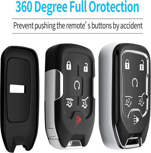Tukellen for Chevy Key Fob Cover Soft TPU Full Protection Key Shell Key Case Compatible with 2017-2021 Chevrolet Silverado Suburban Tahoe GMC Acadia Sierra Terrain Yukon (Red, 5 Button) in Saudi Arabia