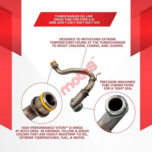 أنبوب تصريف خط زيت الشاحن التوربيني متوافق مع Ford 6.4L Powerstroke 2008 و2009 و2010 F-250 F-350 F-450 F-550 | 6.4 لتر V8 تيربو ديزل | يستبدل #8C3Z-9T516-B، 8C3Z9T516B in Kuwait
