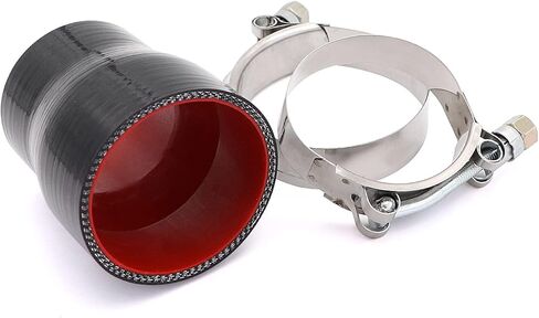 2 إلى 2-12 بوصة قارنة التوصيل المصنوعة من السيليكون الأسود 4 طبقات من تعزيز البوليستر المتوافقة مع أنابيب المبرد الداخلي لسحب الهواء وتطبيقات التوربو مع 2x T-Bolt Clamps (64 مم، 76 مم) in Kuwait