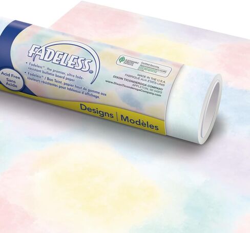 Fadeless Bulletin Board Paper, Fade-Resistant Paper for Classroom Decor, 48" x 12’, Watercolor, 1 Roll in Saudi Arabia
