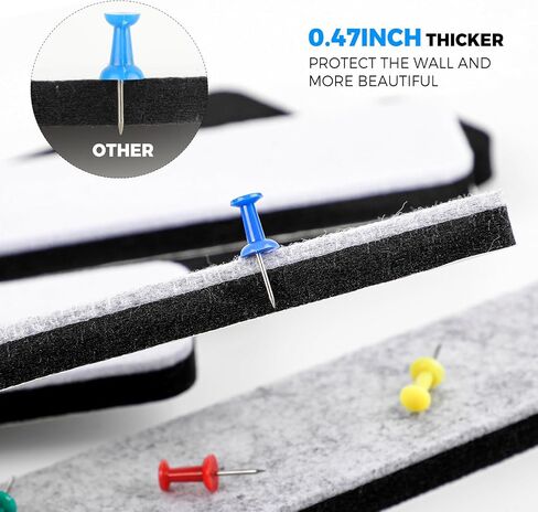 MaxGear Bulletin Boards, 6 Pack Cork Board Strips for Walls with 35 Pushpins, Self-Adhesive Office Board for Wall, Felt Pin Board Bar Strips for Office School Home Wall Decoration Black Gray White in Saudi Arabia