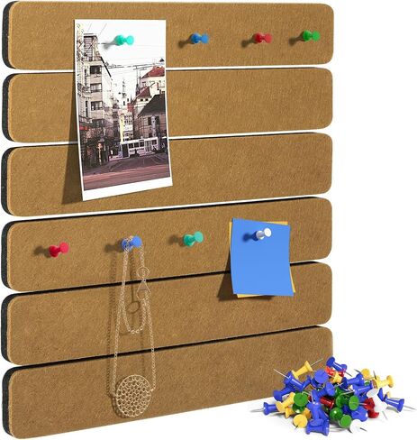 MaxGear Bulletin Boards, 6 Pack Cork Board Strips for Walls with 35 Pushpins, Self-Adhesive Office Board for Wall, Felt Pin Board Bar Strips for Office School Home Wall Decoration Black Gray White in Saudi Arabia