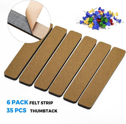 MaxGear Bulletin Boards, 6 Pack Cork Board Strips for Walls with 35 Pushpins, Self-Adhesive Office Board for Wall, Felt Pin Board Bar Strips for Office School Home Wall Decoration Black Gray White in Saudi Arabia