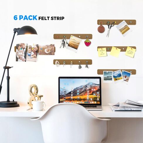 MaxGear Bulletin Boards, 6 Pack Cork Board Strips for Walls with 35 Pushpins, Self-Adhesive Office Board for Wall, Felt Pin Board Bar Strips for Office School Home Wall Decoration Black Gray White in Saudi Arabia