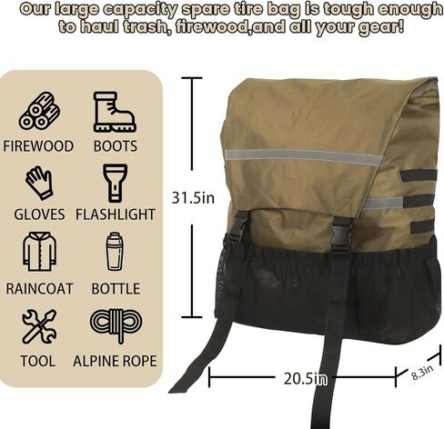 Rainleaf Spare Tire Trash Bag,Large Capacity Fits 40'' Tire Tools Holder Bag,Heavy Duty Storage Bag for Truck,Car or SUV,Camping Off-road Essential Organizer in Kuwait