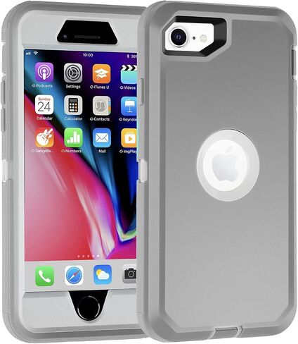 iPhone SE 2020 Case,iPhone SE 2022 Case,3 in 1 Built-in Screen Full Body Protector Phone Case,Shockproof TPU Hard PC Bumper Drop-Proof Shell for iPhone SE 2nd 3nd 4.7" inch (Black/Pink) in Saudi Arabia