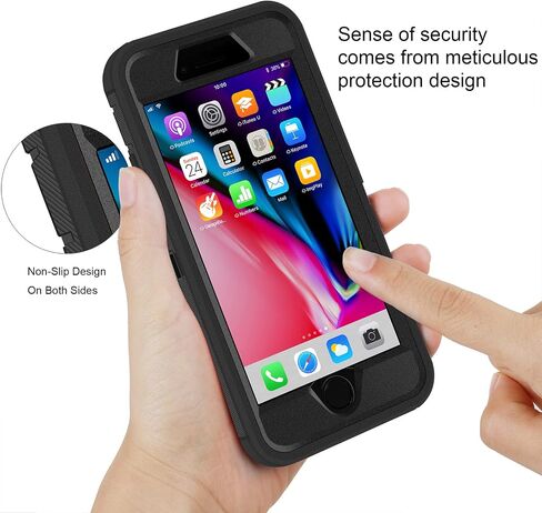 iPhone SE 2020 Case,iPhone SE 2022 Case,3 in 1 Built-in Screen Full Body Protector Phone Case,Shockproof TPU Hard PC Bumper Drop-Proof Shell for iPhone SE 2nd 3nd 4.7" inch (Black/Pink) in Saudi Arabia